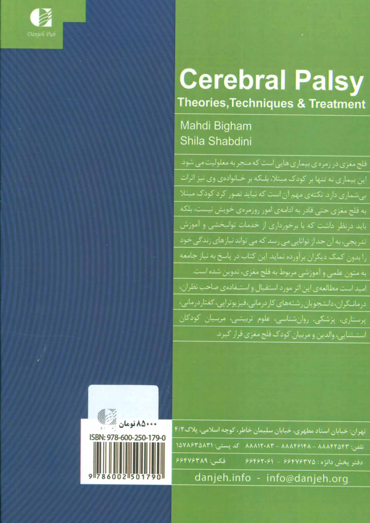 کتاب فلج مغزی (نظریه ها روش ها و درمان) نشر دانژه نویسنده مهدی بی غم سوستانی جلد شومیز قطع وزیری