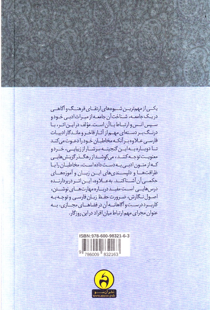 کتاب نقشی از خیال (آشنایی با ادبیات و نگارش فارسی) نشر آن سو نویسنده لیلا آقایانی چاووشی جلد شومیز قطع رقعی